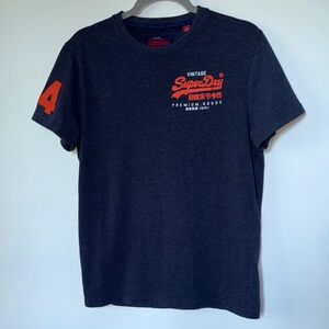 Superdry Vintage Dark Blue Tee with Bold Red Details M